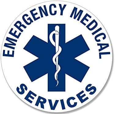 Emergency Medical Services badge with medical symbol and snake